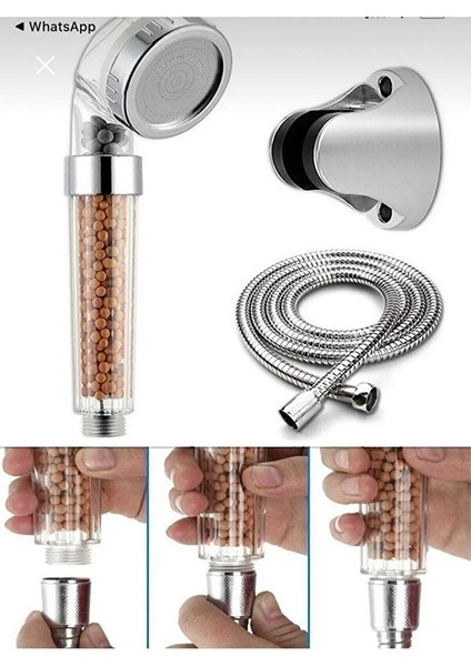 Yeni Filtreli Kireç Önleyici Boncuklu U Mafsal Hortum Duş Set