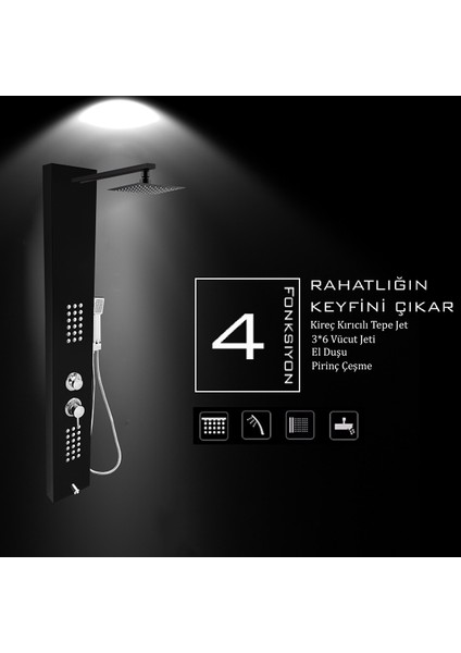 Yeni Mafsallı Tepe Duş Sistemli Victoria Siyah Masajlı Duş Paneli , Duş Seti , Duş Kolonu modelleri
