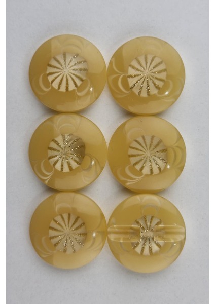 Akrilik Yuvarlak Simli Açık Sarı Kaban Çeket Hırka Düğmesi 6 Adet