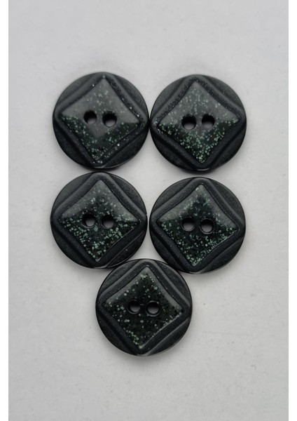 Küçük Boy Akrilik Simli Yuvarlak Koyu Yeşil Çeket Hırka Yelek Düğmesi 5 Adet