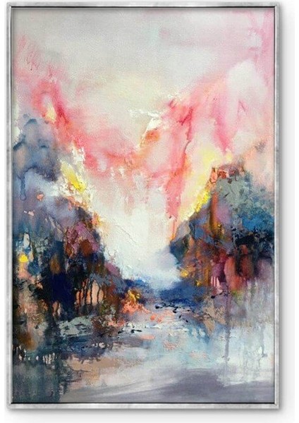 Tablolife Pembe Gökyüzü - Yağlı Boya Dokulu Tablo 90X120 Çerçevesiz 90X120 cm fiyatları