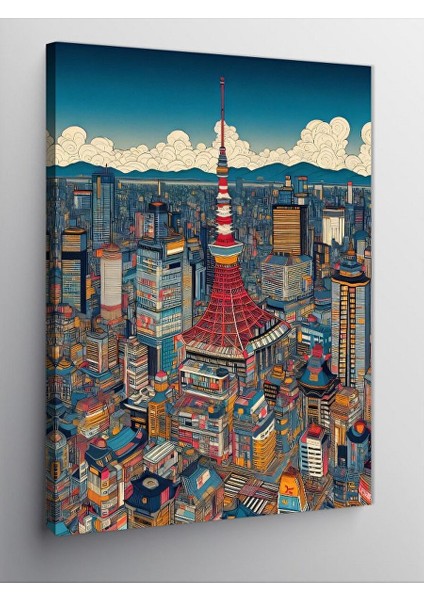 Kanvas Tablo Şehir Illüstrasyonu 100X140 cm