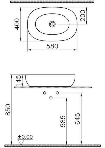 Outline Çanak Lavabo Mat Siyah 60 cm 5995B483-0016