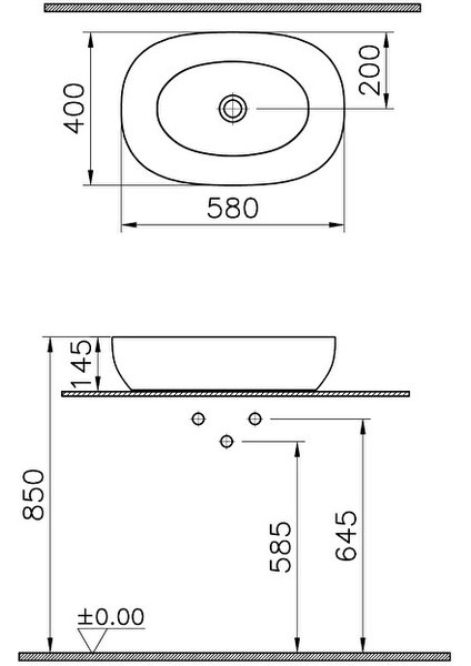 Outline Çanak Lavabo Mat Siyah 60 cm 5995B483-0016