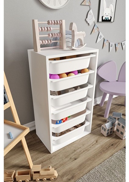 %100 Mdf - Small Mono 6 Sepetli Oyuncak Dolabı (SMALLMONO6SEPET-6O-BEYAZ) fiyatları