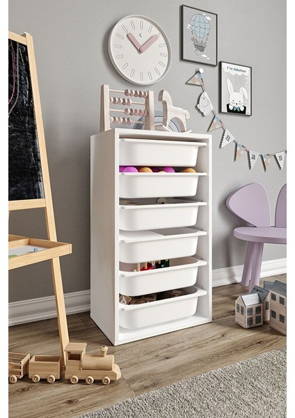 %100 Mdf - Small Mono 6 Sepetli Oyuncak Dolabı (SMALLMONO6SEPET-6O-BEYAZ) modelleri