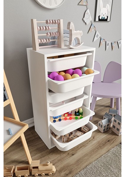 %100 Mdf - Small Mono 6 Sepetli Oyuncak Dolabı (SMALLMONO6SEPET-6O-BEYAZ) fırsatları