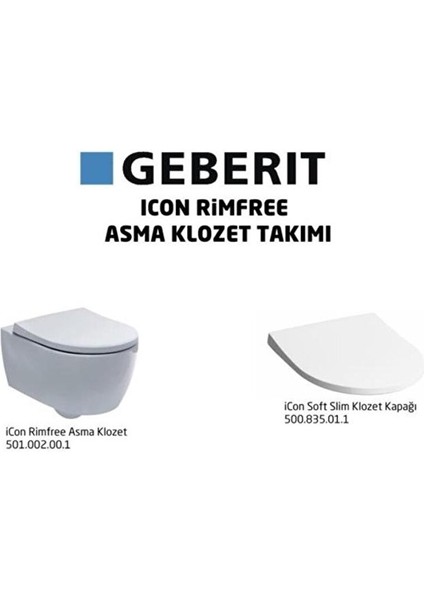 Icon Rimfree Kanalsız Asma Klozet ve Yavaş Kapanır Kapak Seti Otc 501.659.00.1