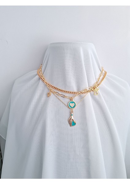 3lü Gold Zincir Kolye