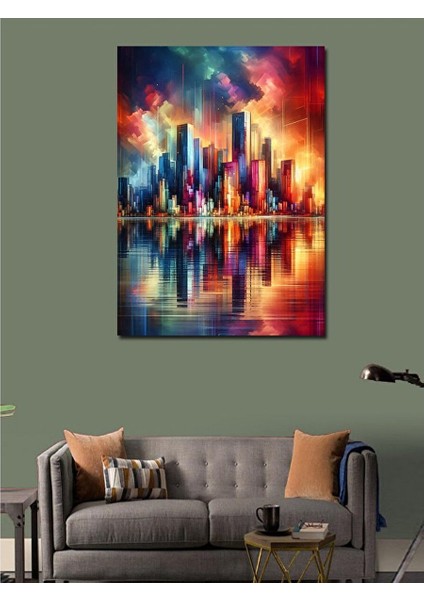 Kanvas Tablo Rengarenk Şehir Gökdelenler 50X70 cm modelleri