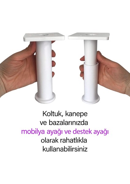 2 Adet Modül Ayarlanabilir Destek Ayağı 15 x 23 cm Beyaz Ayak Mobilya Kanepe Baza Koltuk Ünite Ayakları fiyatları