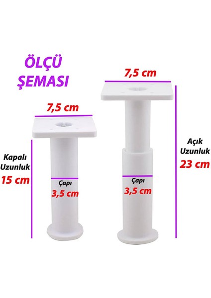 2 Adet Modül Ayarlanabilir Destek Ayağı 15 x 23 cm Beyaz Ayak Mobilya Kanepe Baza Koltuk Ünite Ayakları modelleri