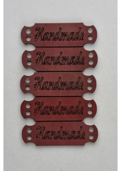 Dikilebilir Deri Dikdörtgen Handmade Etiketi Bordo 5 Adet