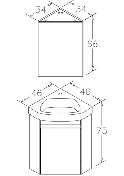 Zag 45 cm Beyaz Köşe Mini Banyo Dolabı Takımı modelleri