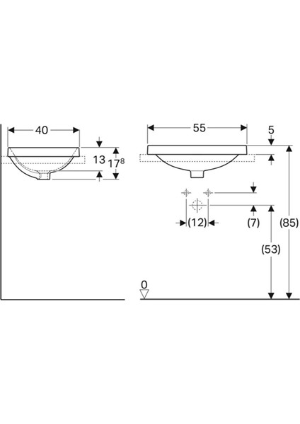 Variform Tezgah Üstü Lavabo Oval 55 cm 500.716.01.2