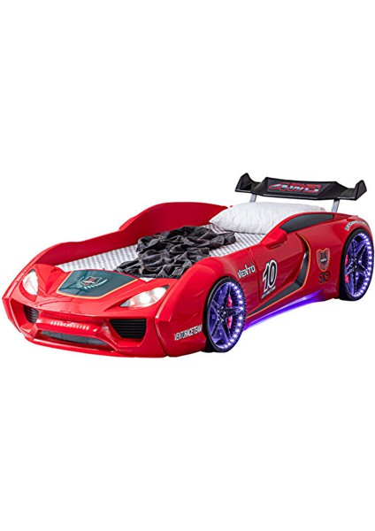 Vento Cooper Full Ledli Rüzgarlıklı Arabalı Yatak Kırmızı