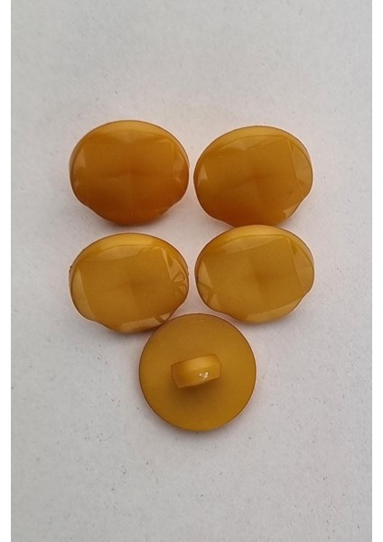 Küçük Akrilik Kare Desenli Yuvarlak Koyu Sarı Kaban Çeket Hırka Yelek Düğmesi 5 Adet