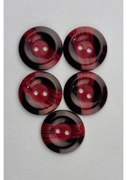 Küçük Boy Akrilik Batik Desenli Kırmızı Kaban Çeket Hırka Yelek Düğmesi 5 Adet