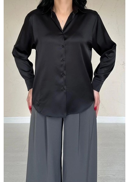 Siyah Saten Gömlek modelleri
