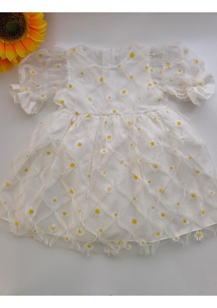 Papatyadesenli Kız Bebek ve Çocuk Elbise