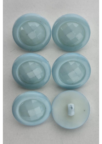 Akrilik Bombeli Yuvarlak Mavi Kaban Çeket Hırka Yelek Düğmesi 6 Adet
