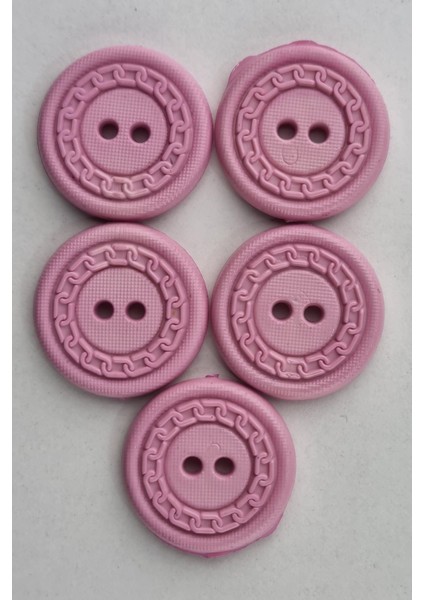 Büyük Boy Zincir Desenli Akrilik Pembe Kaban Çeket Hırka Yelek Düğmesi 5 Adet