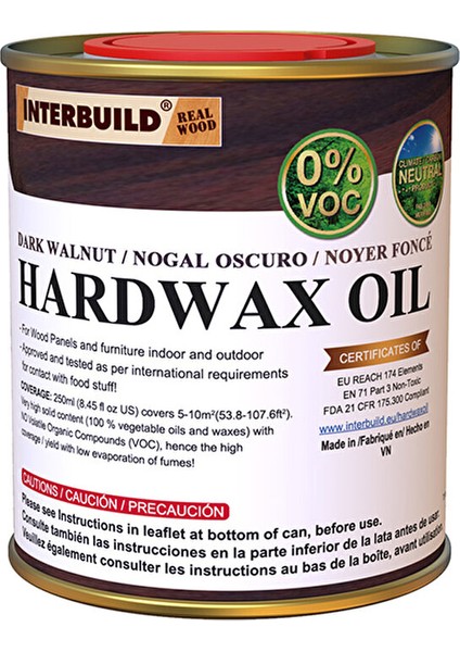 Hardwax Oil 250 ml Mobilya Ahşap Tezgah Yağı Koyu Ceviz