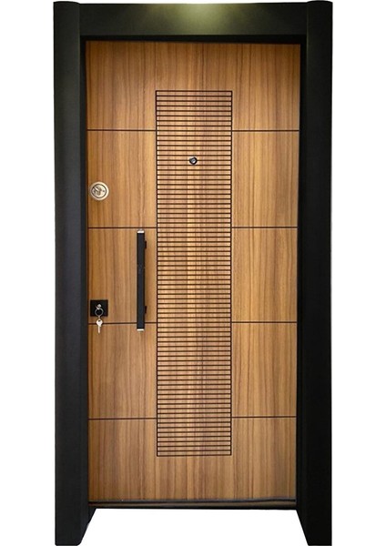 Ahşap Desenli Çelik Kapı, Tırnaklı Çelik Kapı, Çelik Kapı, Düz Model Çelik Kapı Sağ Açılım