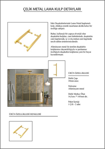 Iskit Duşakabin 152 cm 2 Sabit 2 Sürgü Iki Duvar Arası Karolaj Gold Profil 6mm Şeffaf Kabin 152 cm modelleri