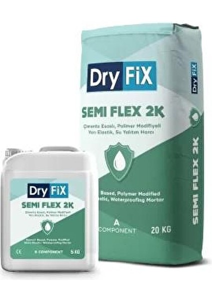 Semi Flex 2k Yarı Elastik Çimento Esaslı Sürme Su Yalıtımı 25 kg Set
