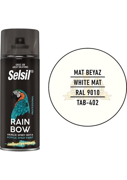 Rainbow Akrilik Sprey Boya Mat Beyaz 400 Ml. - RAL9010