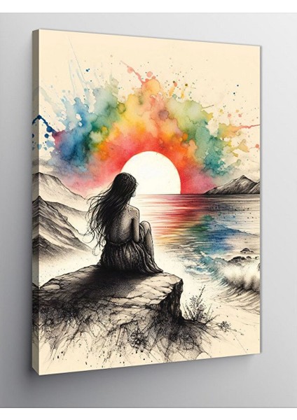 Kanvas Tablo Gün Batımı ve Kayalıklar 70X100 cm