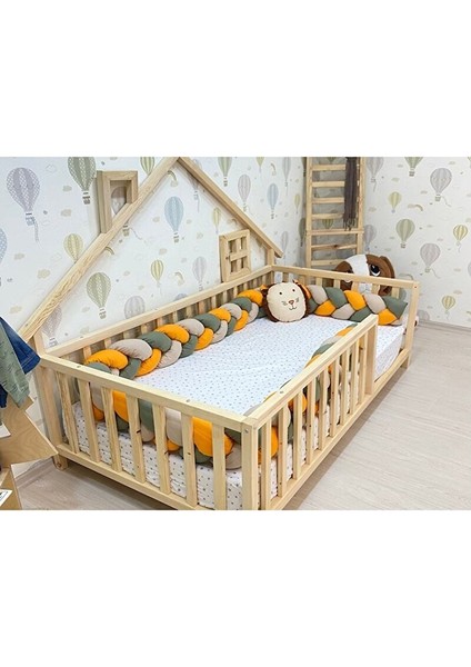Ahşap Montessori Karyola - Masif Ahşap Karyola - Montessori Çocuk ve Bebek Yatak Opmont-10 100X200 cm