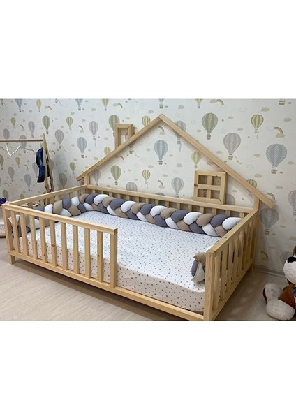 Ahşap Montessori Karyola - Masif Ahşap Karyola - Montessori Çocuk ve Bebek Yatak Opmont-10 100X200 cm fırsatları