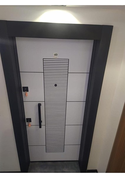 Çelik Kapı, Tırnaklı Çelik Kapı, Düz Model Kapı, Beyaz Renk Antrasit Desenli Çelik Kapı Sağ Açılım fırsatları