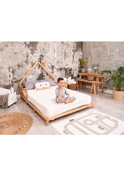 Ahşap Montessori Karyola - Masif Ahşap Karyola - Montessori Çocuk ve Bebek Yatak Opmont-06 90X190 cm fırsatları