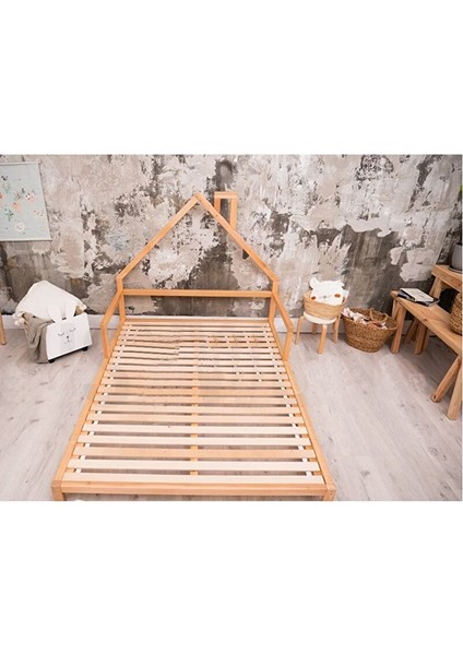 Ahşap Montessori Karyola - Masif Ahşap Karyola - Montessori Çocuk ve Bebek Yatak Opmont-06 90X190 cm indirimleri