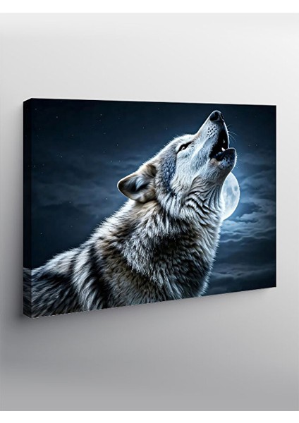 Kanvas Tablo Ay Işığında Uluyan Kurt 50X70 cm