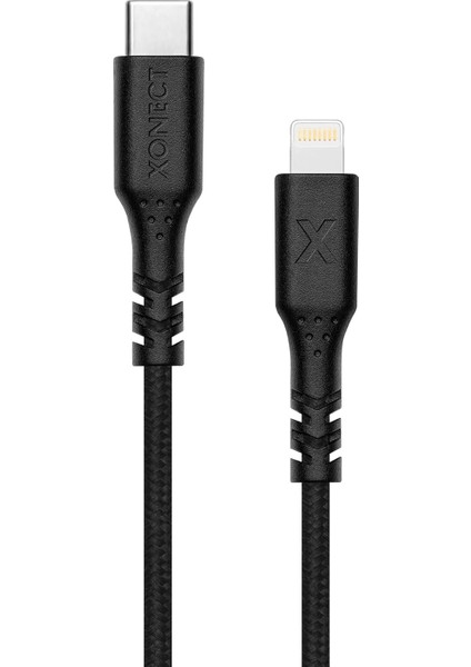 Type-C To Lightning ile Uyumlu iPhone ile Uyumlu Hızlı Şarj ve Data Kablosu 100 cm Hasır Örgülü (Siyah)
