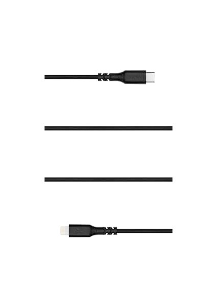 Type-C To Lightning ile Uyumlu iPhone ile Uyumlu Hızlı Şarj ve Data Kablosu 100 cm Hasır Örgülü (Siyah)