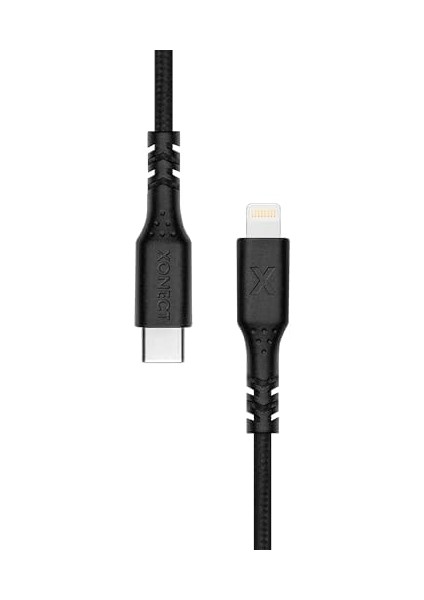 Type-C To Lightning ile Uyumlu iPhone ile Uyumlu Hızlı Şarj ve Data Kablosu 100 cm Hasır Örgülü (Siyah)