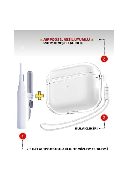 3. Nesil ile Uyumlu 3in1 Temizleme Aparatlı Tasarım Kalın Silikon Koruyucu Kılıf - ŞEFFAF3IN1 fiyatları
