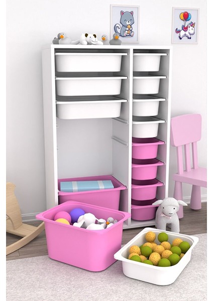 Rine 14 Sepetli Çok Amaçlı Oyuncak Dolabı Pembe Beyaz 2D4K8U fiyatları