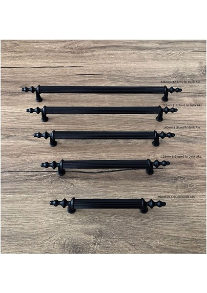 Mat Siyah Mobilya Dolap Mutfak Çekmece Kulpu 128 mm (12,8 Cm) 5 Adet fiyatları