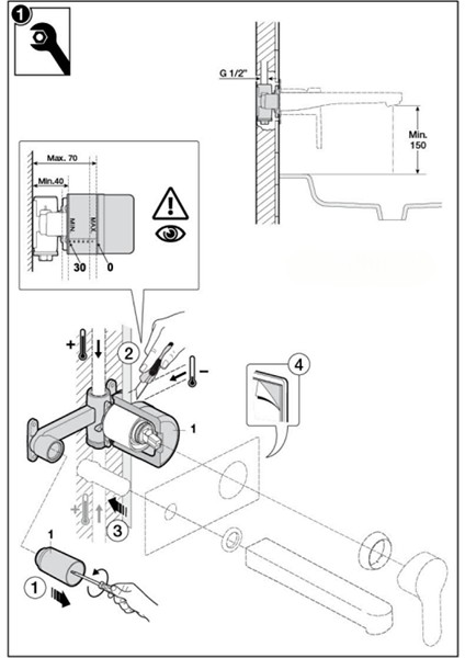 Universal Ankastre Lavabo Bataryası Sıva Altı Grubu (İç Seti) A525220603
