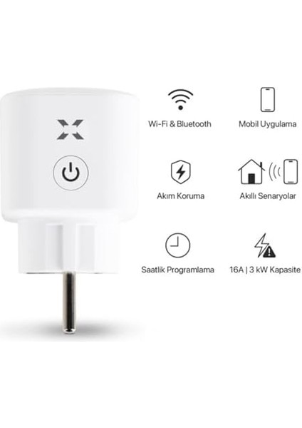 Smart Akıllı Akım Korumalı Mobil Uygulama ile Uzaktan Kontrol Edilebilen Zaman Ayarlı Wi-Fi/bluetooth Priz (16 A) 1 Adet X7013 fiyatları
