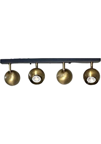 Metal Modern 4 Lü Eskitme Kaplama Masa Üstü Siyah LED Spot 180 Derece Hareketli Avize Günışığı Ampullü