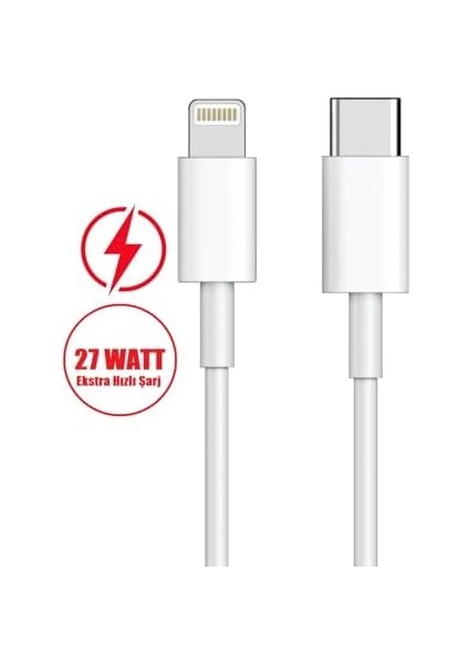 Için 27WATT Hızlı Şarj Kablosu, Type C-Lightning, iPhone 14/13/12/12 Pro Max/11/xs Max/xr/x, Airpods Pro (100 Cm) modelleri