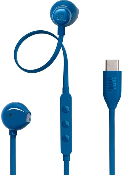Tune 305 C, Hi-Res Kablolu Kulaklıklar, Saf Bas Ses, Usb-C Bağlantısı, Düğüm Önleyici Düz Kablo, Mikrofonlu Üç Tuşlu Uzaktan Kumanda, Mavi