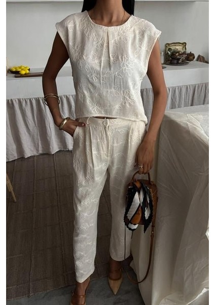 Shalina Süzüne Nakışlı Crop Takım 9796-08